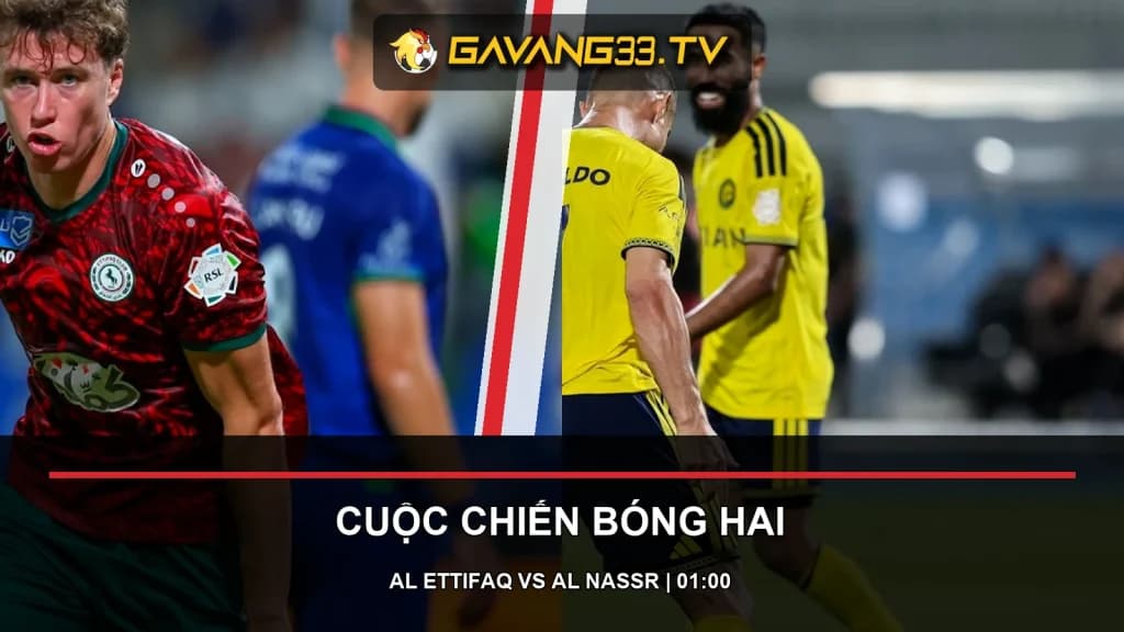 Cầu thủ Al Ettifaq và Al Nassr trước trận Saudi Pro League, có logo website