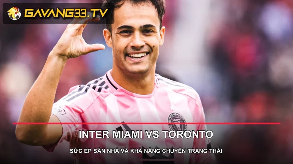 Cầu thủ Inter Miami trong trận lượt đi gặp Toronto tại MLS 2026, có logo GavangTV