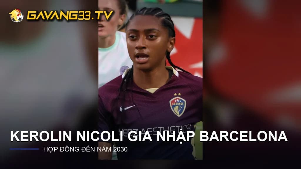 Kerolin Nicoli thi đấu trước khi gia nhập Barcelona, có logo GavangTV