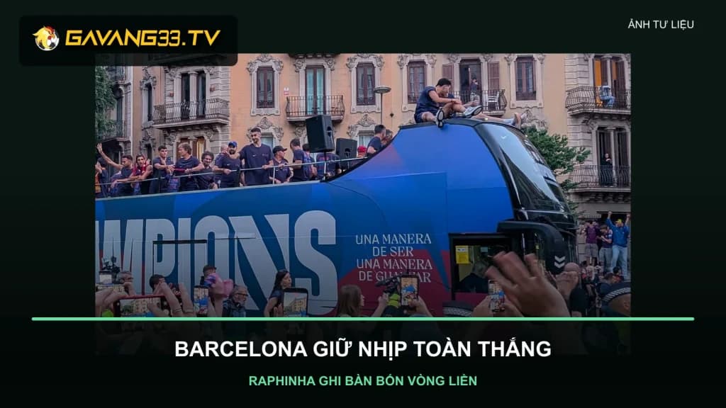 Ảnh tư liệu Barcelona trong lễ mừng vô địch La Liga 2026