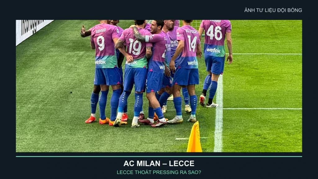 Ảnh tư liệu cầu thủ AC Milan trong trận gặp Lecce năm 2024