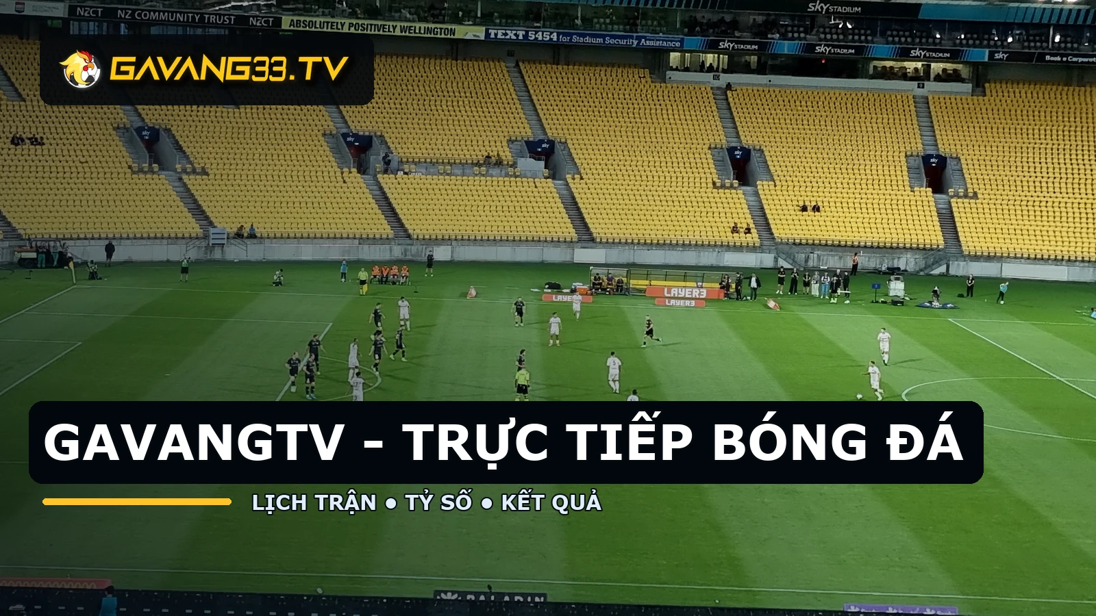 Sân bóng đá thực tế với logo GavangTV và tiêu đề GavangTV trực tiếp bóng đá