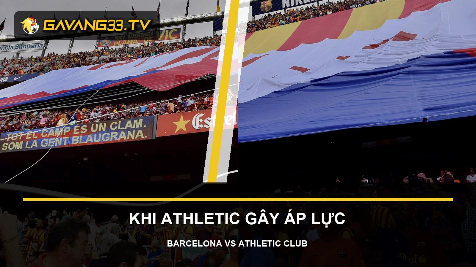 Tư liệu Barcelona và Athletic Club trước trận La Liga, có logo và tiêu đề bài nhận định